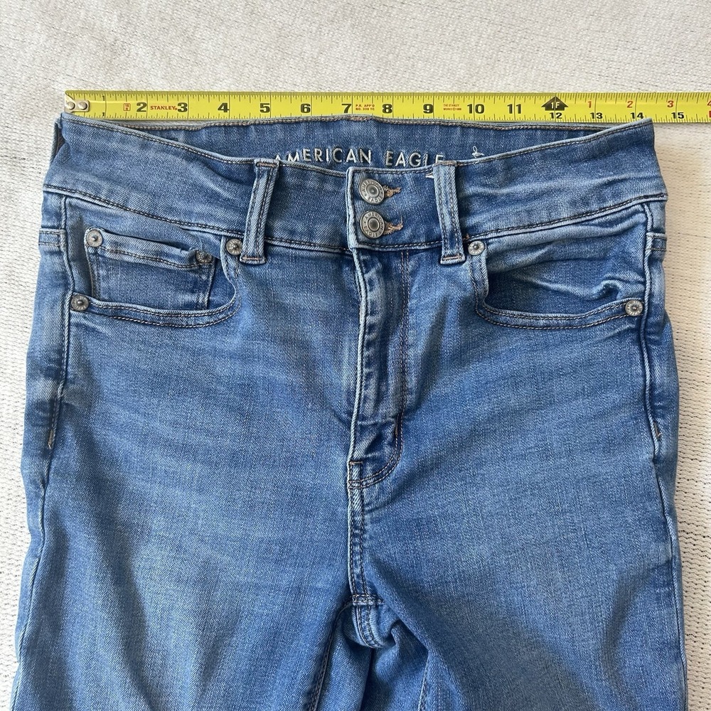 American Eagle Jeans Sz 6S Blue High Rise Artist Flare Stretch Denim 28x28.5 - Picture 9 of 16
